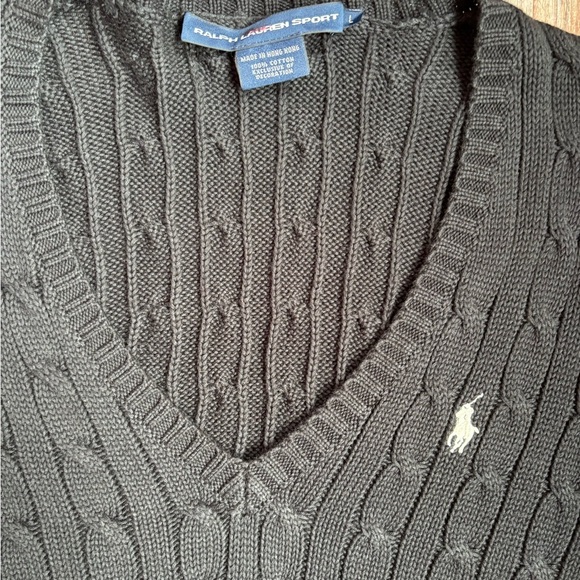 Ralph Lauren Sport Cabled Cotton V-Neck Sweater Hong Kong Women’s Size L - Picture 2 of 8